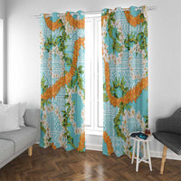 Aloha Festive Hawaii Window Curtain Mokihana - Maile and Ilima on Turquoise - Polynesian Pride
