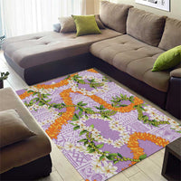 Aloha Festive Hawaii Area Rug Mokihana - Maile and Ilima on Lilac - Polynesian Pride