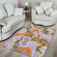 Aloha Festive Hawaii Area Rug Mokihana - Maile and Ilima on Lilac - Polynesian Pride