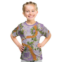 Aloha Festive Hawaii Kid T Shirt Mokihana - Maile and Ilima on Lilac LT7 Lilac - Polynesian Pride