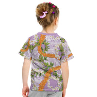 Aloha Festive Hawaii Kid T Shirt Mokihana - Maile and Ilima on Lilac LT7 - Polynesian Pride