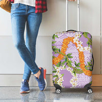 Aloha Festive Hawaii Luggage Cover Mokihana - Maile and Ilima on Lilac - Polynesian Pride
