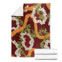 Aloha Festive Hawaii Blanket Mokihana - Maile and Ilima on Crimson - Polynesian Pride