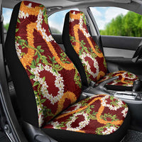 Aloha Festive Hawaii Car Seat Cover Mokihana - Maile and Ilima on Crimson - Polynesian Pride