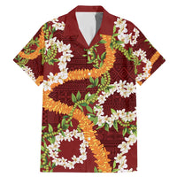 Aloha Festive Hawaii Family Matching Mermaid Dress and Hawaiian Shirt Mokihana - Maile and Ilima on Crimson - Polynesian Pride
