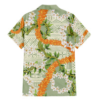 Aloha Festive Hawaii Family Matching Mermaid Dress and Hawaiian Shirt Mokihana - Maile Leis in Muted Summer - Polynesian Pride