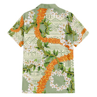 Aloha Festive Hawaii Family Matching Short Sleeve Bodycon Dress and Hawaiian Shirt Mokihana - Maile Leis in Muted Summer - Polynesian Pride