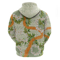 Aloha Festive Hawaii Hoodie Mokihana - Maile Leis in Muted Summer - Polynesian Pride