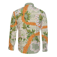 Aloha Festive Hawaii Long Sleeve Button Shirt Mokihana - Maile Leis in Muted Summer - Polynesian Pride