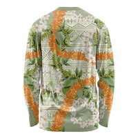 Aloha Festive Hawaii Long Sleeve Shirt Mokihana - Maile Leis in Muted Summer - Polynesian Pride