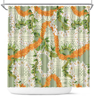 Aloha Festive Hawaii Shower Curtain Mokihana - Maile Leis in Muted Summer - Polynesian Pride