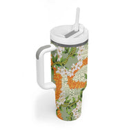 Aloha Festive Hawaii Tumbler With Handle Mokihana - Maile Leis in Muted Summer - Polynesian Pride
