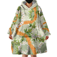 Aloha Festive Hawaii Wearable Blanket Hoodie Mokihana - Maile Leis in Muted Summer - Polynesian Pride