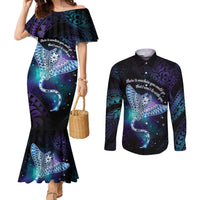 Polynesian Tala Manta Ray Couples Matching Mermaid Dress and Long Sleeve Button Shirt Nowhere You Could Go That I Won't Be With You - Polynesian Pride
