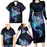 Polynesian Tala Manta Ray Family Matching Long Sleeve Bodycon Dress and Hawaiian Shirt Nowhere You Could Go That I Won't Be With You - Polynesian Pride