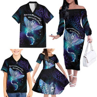 Polynesian Tala Manta Ray Family Matching Off The Shoulder Long Sleeve Dress and Hawaiian Shirt Nowhere You Could Go That I Won't Be With You - Polynesian Pride