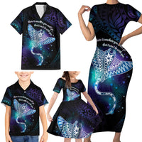 Polynesian Tala Manta Ray Family Matching Short Sleeve Bodycon Dress and Hawaiian Shirt Nowhere You Could Go That I Won't Be With You - Polynesian Pride