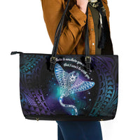 Polynesian Tala Manta Ray Leather Tote Bag Nowhere You Could Go That I Won't Be With You LT7 - Polynesian Pride