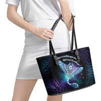 Polynesian Tala Manta Ray Leather Tote Bag Nowhere You Could Go That I Won't Be With You LT7 - Polynesian Pride