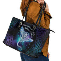 Polynesian Tala Manta Ray Leather Tote Bag Nowhere You Could Go That I Won't Be With You LT7 - Polynesian Pride