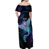 Polynesian Tala Manta Ray Off Shoulder Maxi Dress Nowhere You Could Go That I Won't Be With You - Polynesian Pride