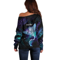 Polynesian Tala Manta Ray Off Shoulder Sweater Nowhere You Could Go That I Won't Be With You - Polynesian Pride