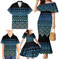 Maori Niho Taniwha Te Wheiao Family Matching Mermaid Dress and Hawaiian Shirt Moana Blue - Polynesian Pride
