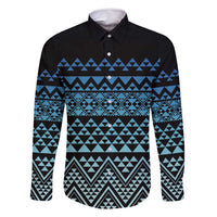 Maori Niho Taniwha Te Wheiao Family Matching Off Shoulder Short Dress and Hawaiian Shirt Moana Blue - Polynesian Pride