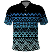 Maori Niho Taniwha Te Wheiao Polo Shirt Moana Blue - Polynesian Pride