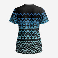 Maori Niho Taniwha Te Wheiao Scrub Top Moana Blue - Polynesian Pride