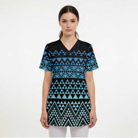 Maori Niho Taniwha Te Wheiao Scrub Top Moana Blue - Polynesian Pride