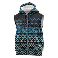 Maori Niho Taniwha Te Wheiao Sleeveless Zip Hoodie Moana Blue - Polynesian Pride