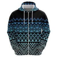 Maori Niho Taniwha Te Wheiao Zip Hoodie Moana Blue - Polynesian Pride