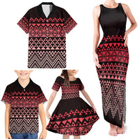 Maori Niho Taniwha Te Wheiao Family Matching Tank Maxi Dress and Hawaiian Shirt Terracotta - Polynesian Pride