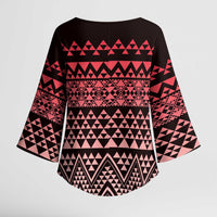 Maori Niho Taniwha Te Wheiao Kimono Sleeve Blouse Terracotta - Polynesian Pride