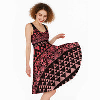 Maori Niho Taniwha Te Wheiao Midi Dress Terracotta - Polynesian Pride