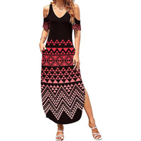 Maori Niho Taniwha Te Wheiao Summer Maxi Dress Terracotta LT7 Women Terracotta - Polynesian Pride