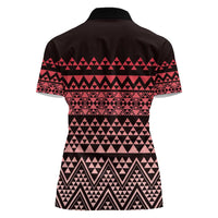 Maori Niho Taniwha Te Wheiao Women Polo Shirt Terracotta - Polynesian Pride