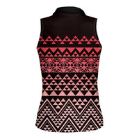 Maori Niho Taniwha Te Wheiao Women Sleeveless Polo Shirt Terracotta - Polynesian Pride