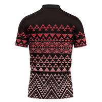 Maori Niho Taniwha Te Wheiao Zipper Polo Shirt Terracotta - Polynesian Pride