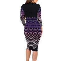 Maori Niho Taniwha Te Wheiao Family Matching Long Sleeve Bodycon Dress and Hawaiian Shirt Waiporoporo - Polynesian Pride