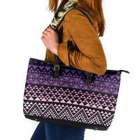 Maori Niho Taniwha Te Wheiao Leather Tote Bag Waiporoporo LT7 Purple - Polynesian Pride