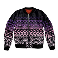 Maori Niho Taniwha Te Wheiao Sleeve Zip Bomber Jacket Waiporoporo - Polynesian Pride