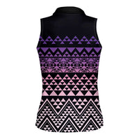 Maori Niho Taniwha Te Wheiao Women Sleeveless Polo Shirt Waiporoporo - Polynesian Pride