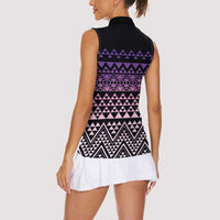 Maori Niho Taniwha Te Wheiao Women Sleeveless Polo Shirt Waiporoporo - Polynesian Pride