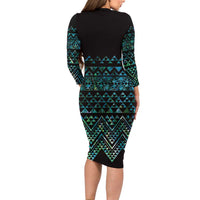 Maori Niho Taniwha Te Wheiao Family Matching Long Sleeve Bodycon Dress and Hawaiian Shirt Paua Shell - Polynesian Pride