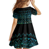 Maori Niho Taniwha Te Wheiao Kid Short Sleeve Dress Paua Shell - Polynesian Pride