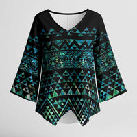 Maori Niho Taniwha Te Wheiao Kimono Sleeve Blouse Paua Shell - Polynesian Pride