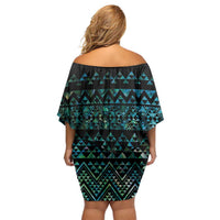 Maori Niho Taniwha Te Wheiao Off Shoulder Short Dress Paua Shell LT7 - Polynesian Pride