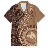 Papua New Guinea Oro Tapa Motif Family Matching Off Shoulder Maxi Dress and Hawaiian Shirt Classic LT7 Dad's Shirt - Short Sleeve Brown - Polynesian Pride